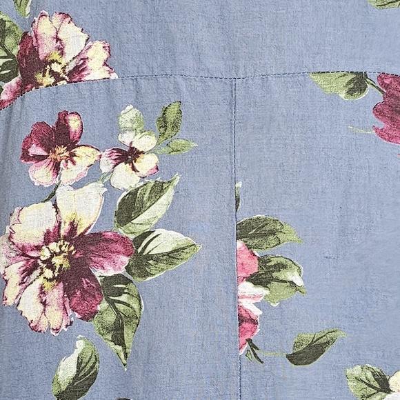 Nwot Vasna Italian Blue w/Pink Floral Linen Boxy  3/4 Sleeve Pockets Shi… - Picture 13 of 16